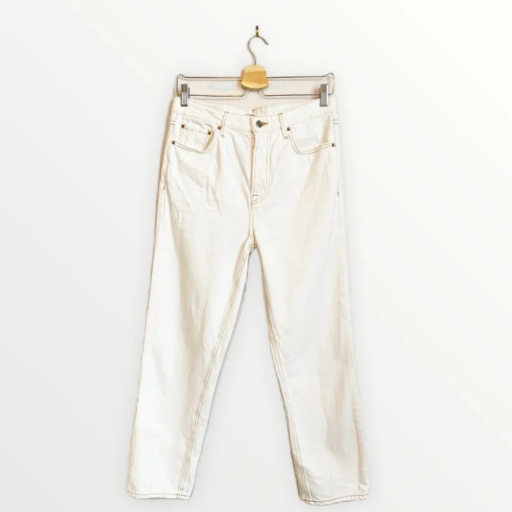GRLFRND Revolve Helena Super High Rise Straight Leg Jeans Cream White 29
